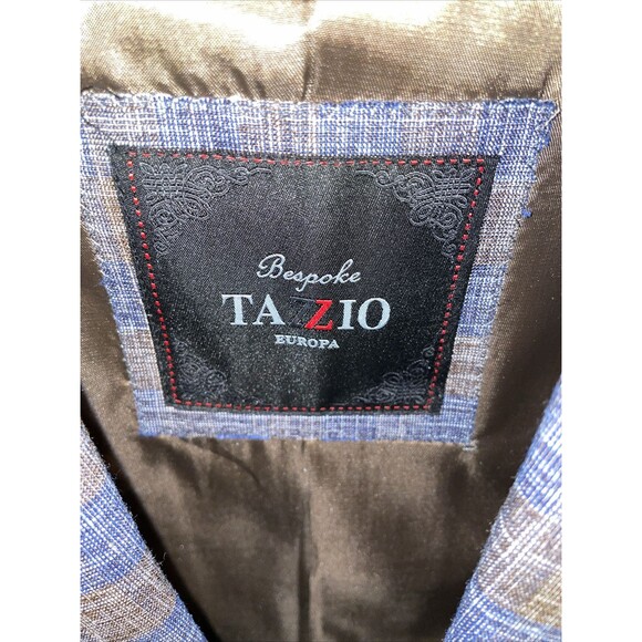 Bespoke Tazzio Men’s Dress Blazer Size 37S Slim Fit Gray Brown Woolen Flex NWT - Picture 2 of 13